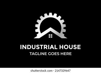 Industrial Auto Gear Cog Sprocket Chain with House Roof Logo Design Vector