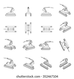Industrial automated robot drill. Vector Illustration.
