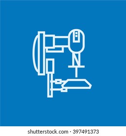 Industrial automated robot line icon.
