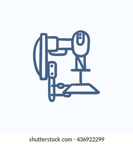 Industrial automated robot vector sketch icon isolated on background. Hand drawn Industrial automated robot icon. Industrial automated robot sketch icon for infographic, website or app.
