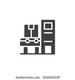 Industrial automatic belt machine vector icon. filled flat sign for mobile concept and web design. Conveyor simple solid icon. Symbol, logo illustration. Pixel perfect vector graphics