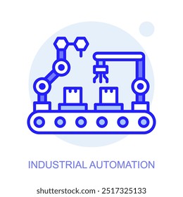 Industrial Automation concept icon. Smart factory. Modern technologies. Industry 4.0. Automated production. Vector linear illustration.