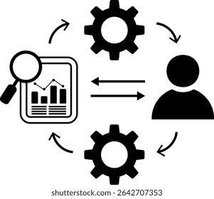 Industrial Automation Process Icon with Gear and Arrows. Workflow icon isolated on transparent background - Powered by Shutterstock - Get 15% off with code: PIKWIZARD15