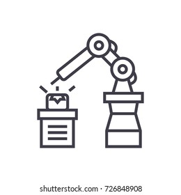 industrial automation vector line icon, sign, illustration on background, editable strokes
