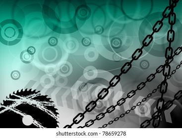 industrial background with the chain and saw