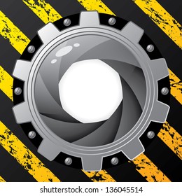 Industrial background design with cog and shutter