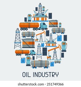 Industrial background design with oil and petrol icons. Extraction and refinery facilities.