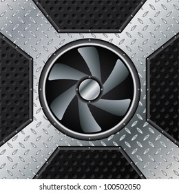 Industrial background with fan in the middle