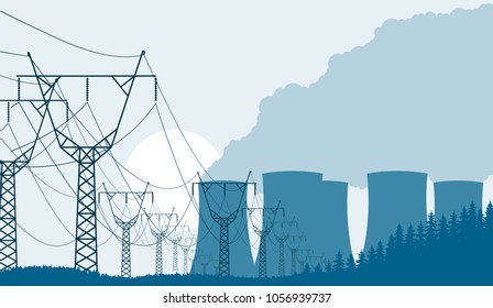Industrial background nuclear power plant.