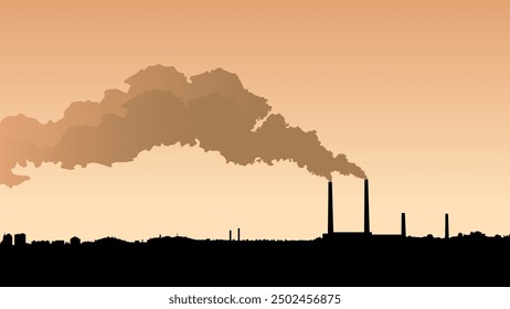 Industrial de fondo. El contorno de un área industrial con tubos de humo de fábrica. Contaminación atmosférica.