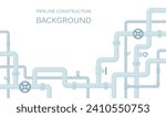 Industrial background with pipeline. Oil, water or gas pipeline with fittings and valves.