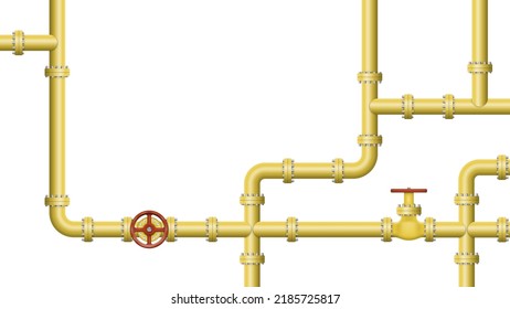 Industrial background and pipeline  Oil  water gas pipeline and fittings   valves Vector illustration  Eps 10 