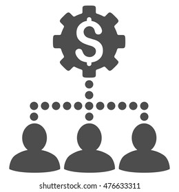 Industrial Bank Client Relations icon. Vector style is flat iconic symbol with rounded angles, gray color, white background.