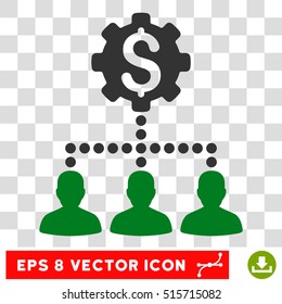 Industrial Bank Clients EPS vector pictograph. Illustration style is flat iconic bicolor green and gray symbol.
