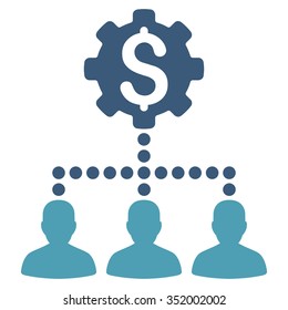 Industrial Bank Clients vector icon. Style is bicolor flat symbol, cyan and blue colors, rounded angles, white background.