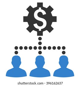Industrial Bank Clients vector icon. Style is flat symbol, cobalt color, white background.