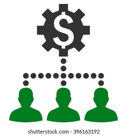 Industrial Bank Clients vector icon. Style is bicolor flat symbol, green and gray colors, white background.