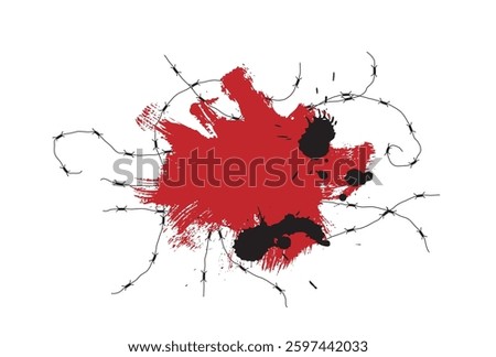 Industrial Barbed Wire Grunge Paint Stroke Frame. Frames for text and textures concept vector art