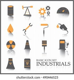 industrial basic vector icon colour set
