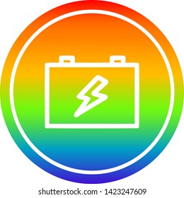 industrial battery circular icon with rainbow gradient finish