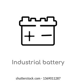 industrial battery vector line icon. Simple element illustration. industrial battery outline icon from industry concept. Can be used for web and mobile