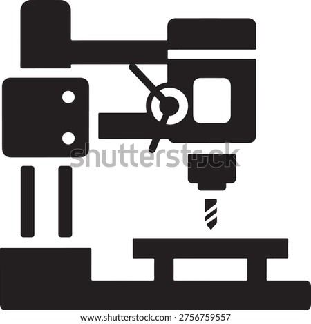 Industrial Bench Drill Press Silhouette Icon