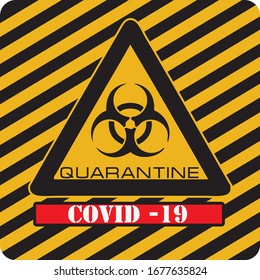 Industrial biohazard warning sign of coronavirus. Vector illustration