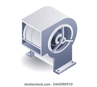 Industrial blower inlet filter HVAC system flat isometric 3d illustration