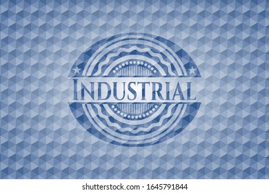 Industrial blue emblem with geometric pattern. Vector Illustration. Detailed.