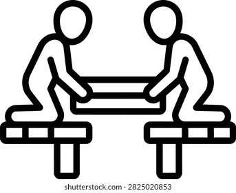 Industrial Bridge Construction with Plank Placement and Structural Engineering Elements Vector Illustration