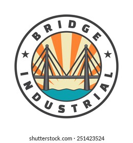 Industrial bridge logo design. Icon. Vintage badge. Vector illustration