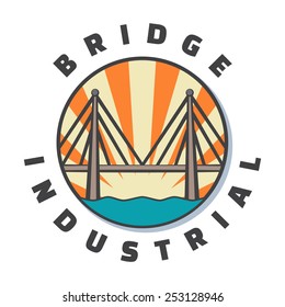 Industrial bridge logo design. Icon. Vintage badge. Vector illustration