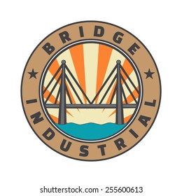 Industrial bridge logo design. Icon. Vintage badge. Vector illustration