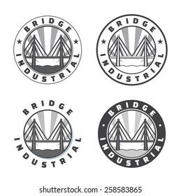 Industrial bridge logo set. Icon. Vintage badge. Vector illustration