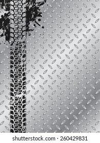 Industrial brochure design with grunge splattered tire track