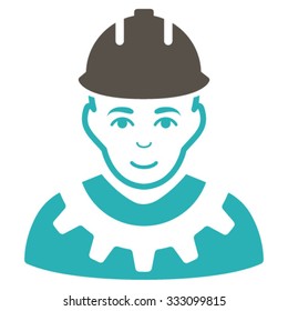 Industrial Builder vector icon. Style is bicolor flat symbol, grey and cyan colors, rounded angles, white background.