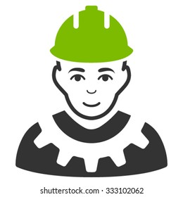 Industrial Builder vector icon. Style is bicolor flat symbol, eco green and gray colors, rounded angles, white background.