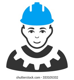 Industrial Builder vector icon. Style is bicolor flat symbol, blue and gray colors, rounded angles, white background.