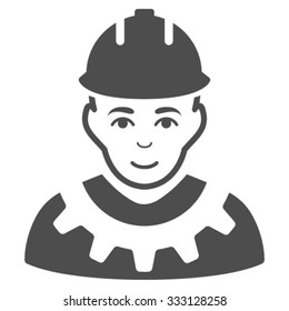 Industrial Builder vector icon. Style is flat symbol, gray color, rounded angles, white background.