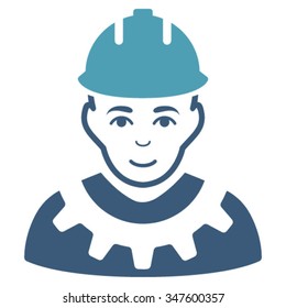 Industrial Builder vector icon. Style is bicolor flat symbol, cyan and blue colors, rounded angles, white background.