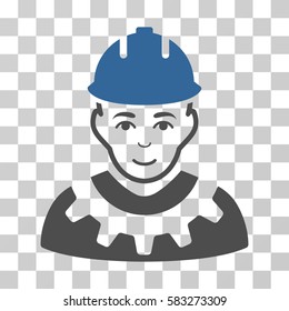 Industrial Builder vector pictograph. Illustration style is flat iconic bicolor cobalt and gray symbol on a transparent background.