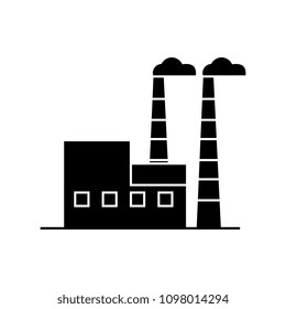 Industrial building black icon concept. Industrial building vector sign, symbol, illustration.