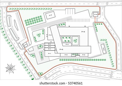 Industrial building blueprint - urban plan