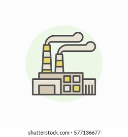 Industrial building colorful icon - vector factory sign or design element