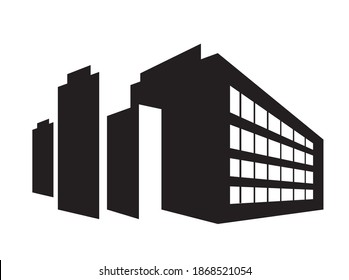 Industrial building facility silhouetted urban building retro style architecture