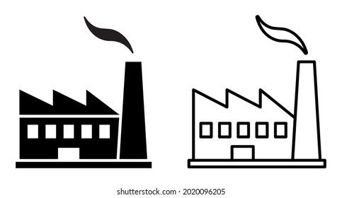 Industrial building - factory, flat icon. Vector.