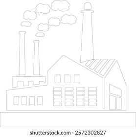 Industrial building factory icon set.Factory and industrial vector line icon.Industry power, chemical manufacturing building warehouse nuclear energy plant.Industrial building, factory and power plant