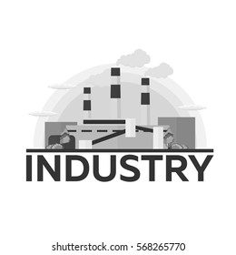 Industrial building factory. Manufacturing. Vector flat illustration