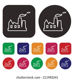 Industrial building factory and power plants icon