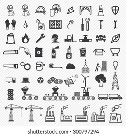 Industrial building factory and power plants icons set. illustration eps10